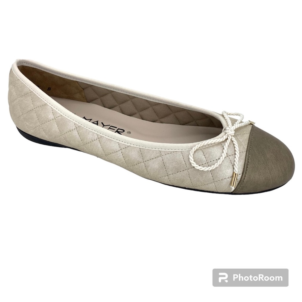 Paul Mayer Beige and Olive Quilted Flats